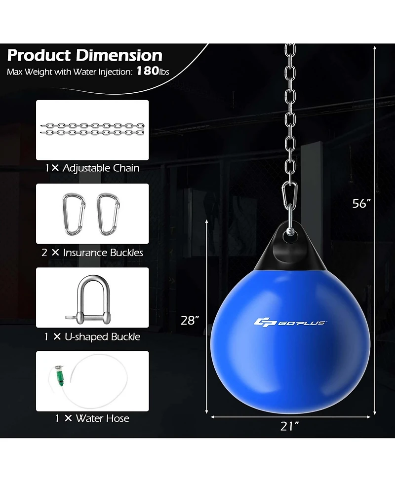 Costway Water Punching Bag 21" 180 Pound Heavy with Adjustable Metal Chain
