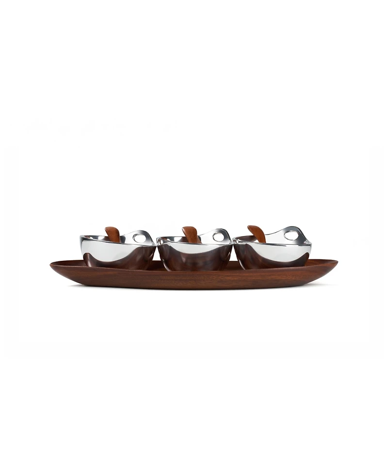 Nambe Portables Triple Condiment Set, 7 Pieces