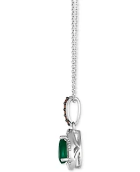 Le Vian Costa Smeralda Emeralds (1/2 ct. t.w.) & Diamond (1/8 ct. t.w.) Halo Adjustable 20" Pendant Necklace in 14k White Gold