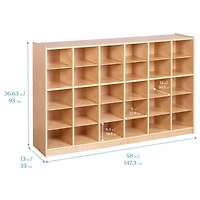 ECR4Kids 30 Cubby Mobile Tray Storage Cabinet, 5x6, Natural, 1
