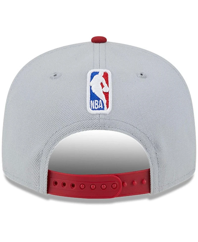 Men's New Era Gray, Red Miami Heat Tip-Off Two-Tone 9FIFTY Snapback Hat