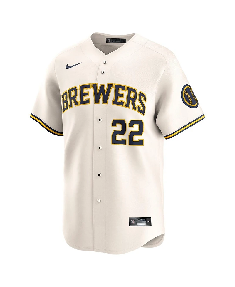 Men's Nike Christian Yelich Cream Milwaukee Brewers Home Limited Player Jersey