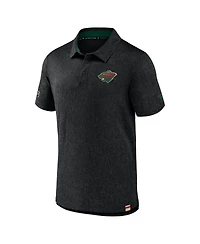 Men's Fanatics Black Minnesota Wild Authentic Pro Jacquard Polo Shirt
