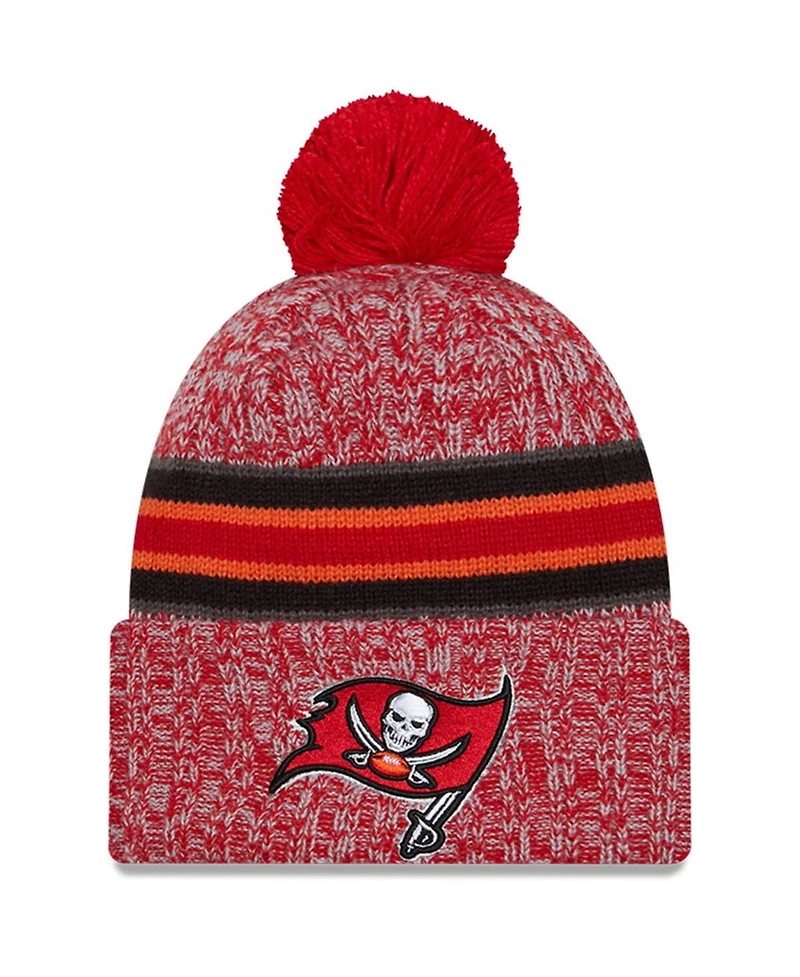Men's New Era Red Tampa Bay Buccaneers 2023 Sideline Cuffed Knit Hat With Pom