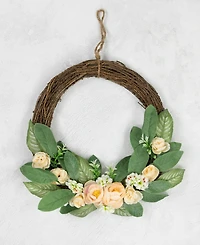 Northlight 14" Mini Peach Rose Half Floral Spring Wreath