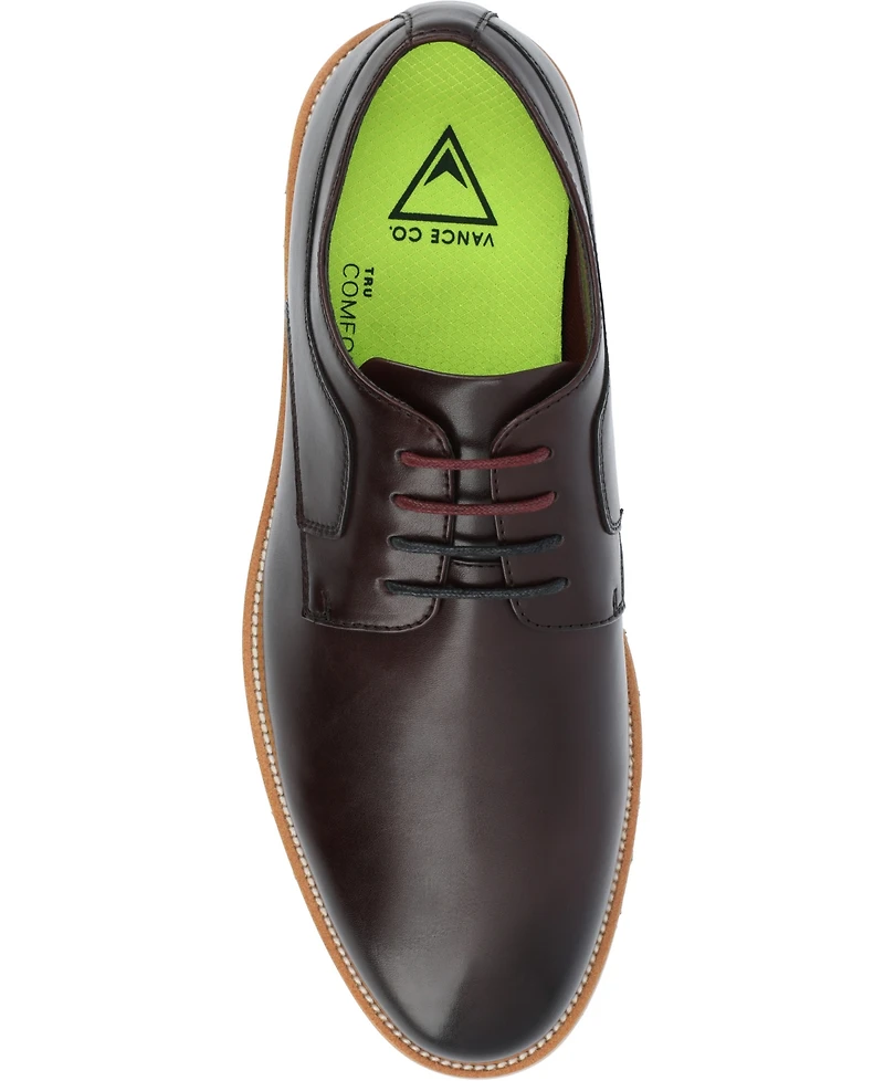 Vance Co. Men's William Tru Comfort Foam Plain Toe Lace-Up Derby Shoes