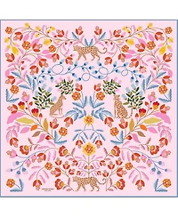 Jessie Zhao New York Double Sided Silk Scarf Of Pink Blossom Jungle