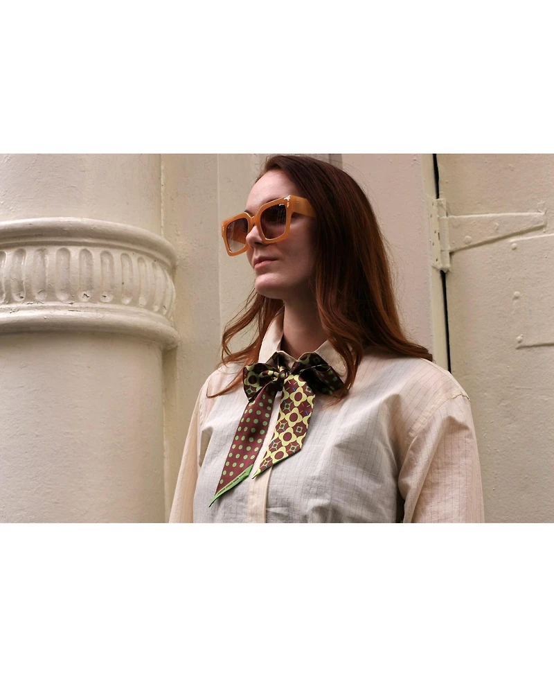 Jessie Zhao New York Silk Skinny Scarf Of Polka Dot Bloom