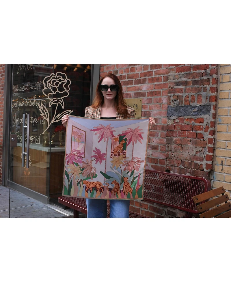 Jessie Zhao New York Double Sided Silk Scarf Of Indoor Forest