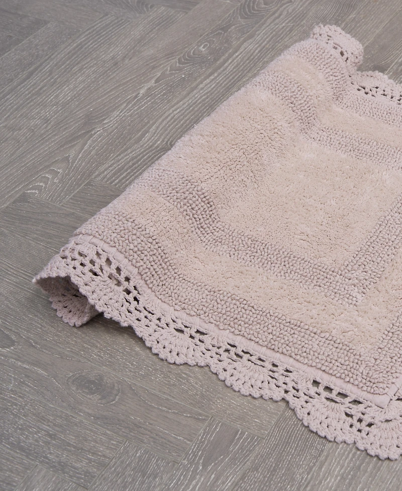 Laura Ashley Crochet Reversible Cotton 2-Pc. Bath Rug Set