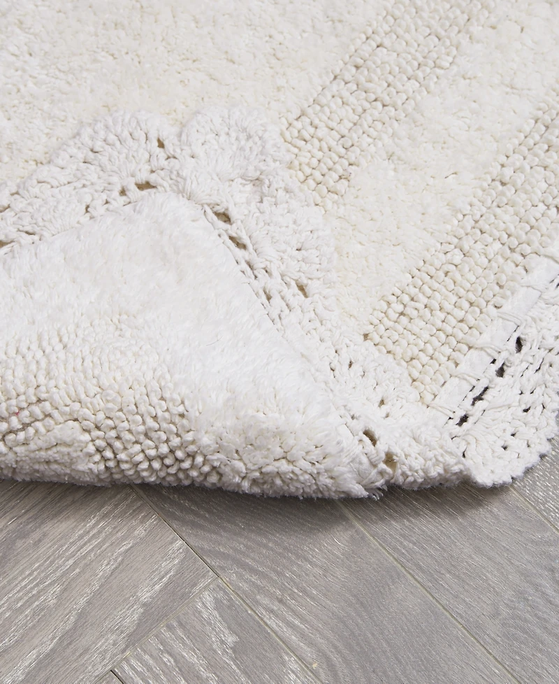 Laura Ashley Crochet Reversible Cotton Bath Rug