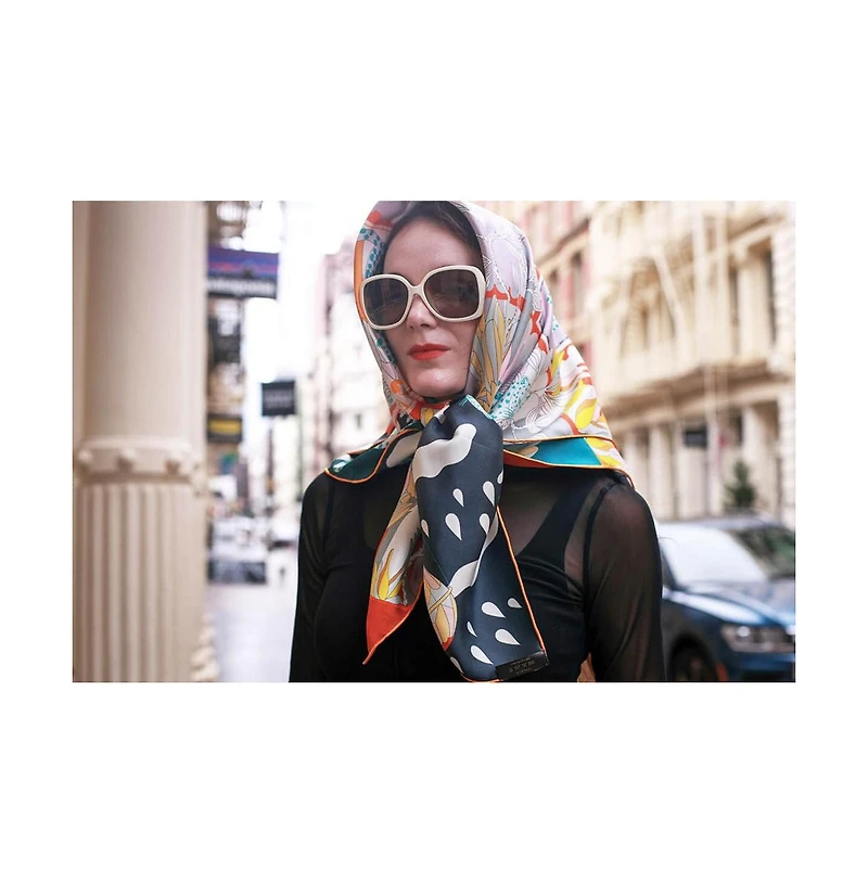 Jessie Zhao New York Double Sided Silk Scarf Of World Travel