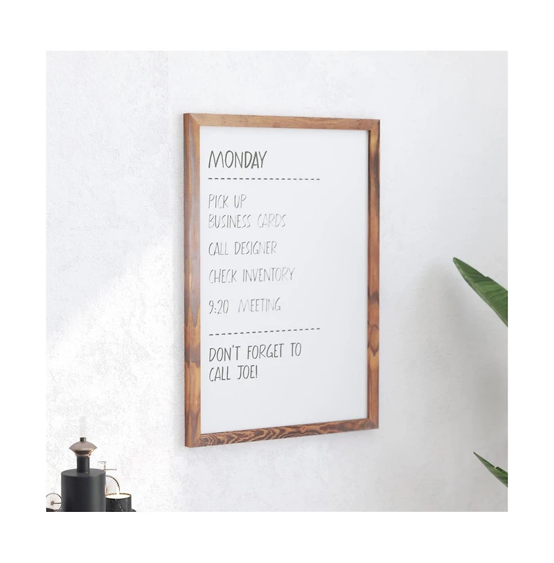 Cilla Magnetic Wall Mounted White Board with Wood Frame