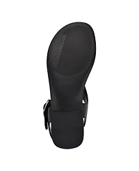Calvin Klein Women's Moraca Buckle T-Strap Flat Sandals