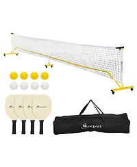 Pickleball Set with Net, Court Markers and Wheels, 22' Regulation Size