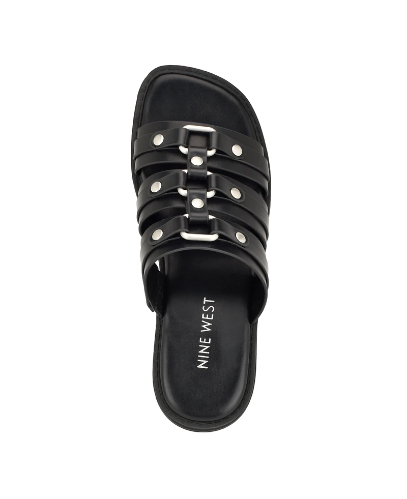 Nine West Women's Cazz Strappy Lug Sole Casual Sandals