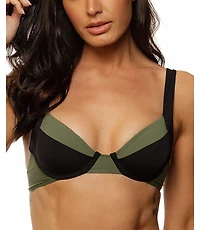 Guria Beachwear Women's Color Block Plunge Underwire Bikini Top