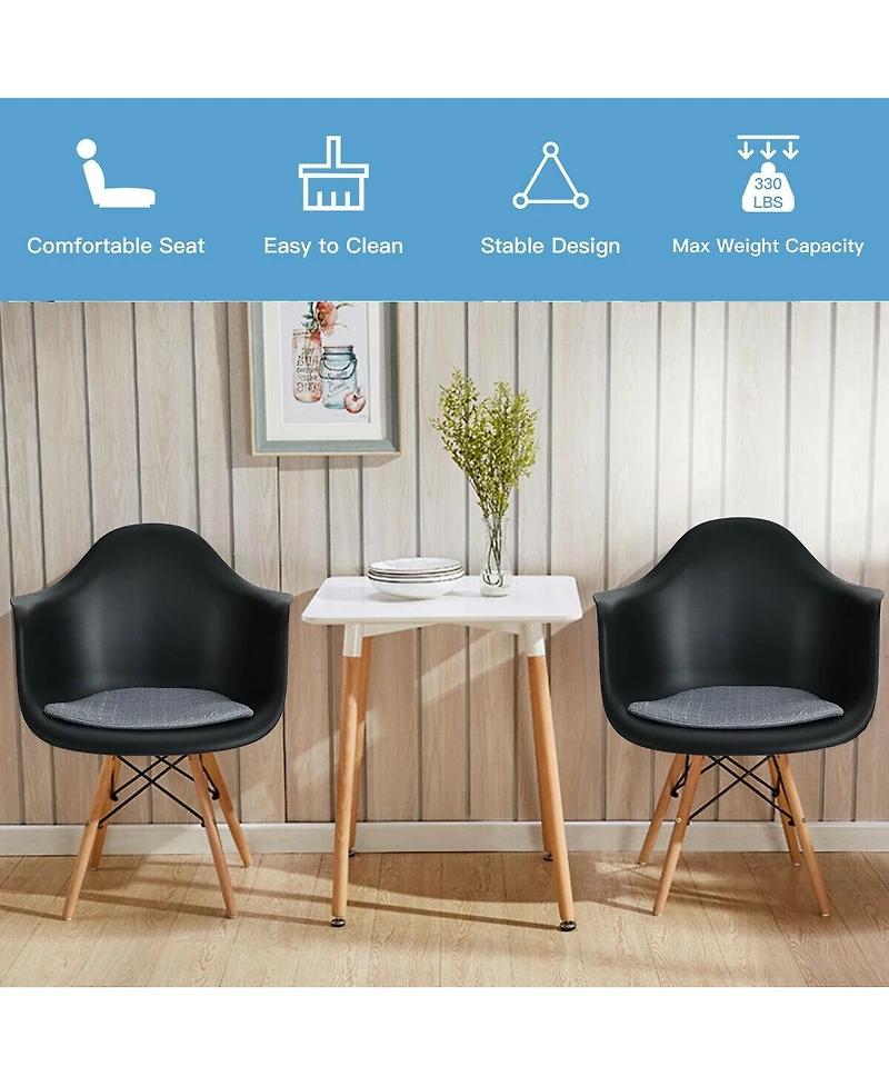Set of 2 Mid-Century Modern Molded Dining Arm Side Chairs