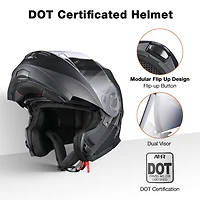 Ahr Run-M3 Modular Flip Up Helmet Full Face Dual Visor Dot Motorcycle Bike
