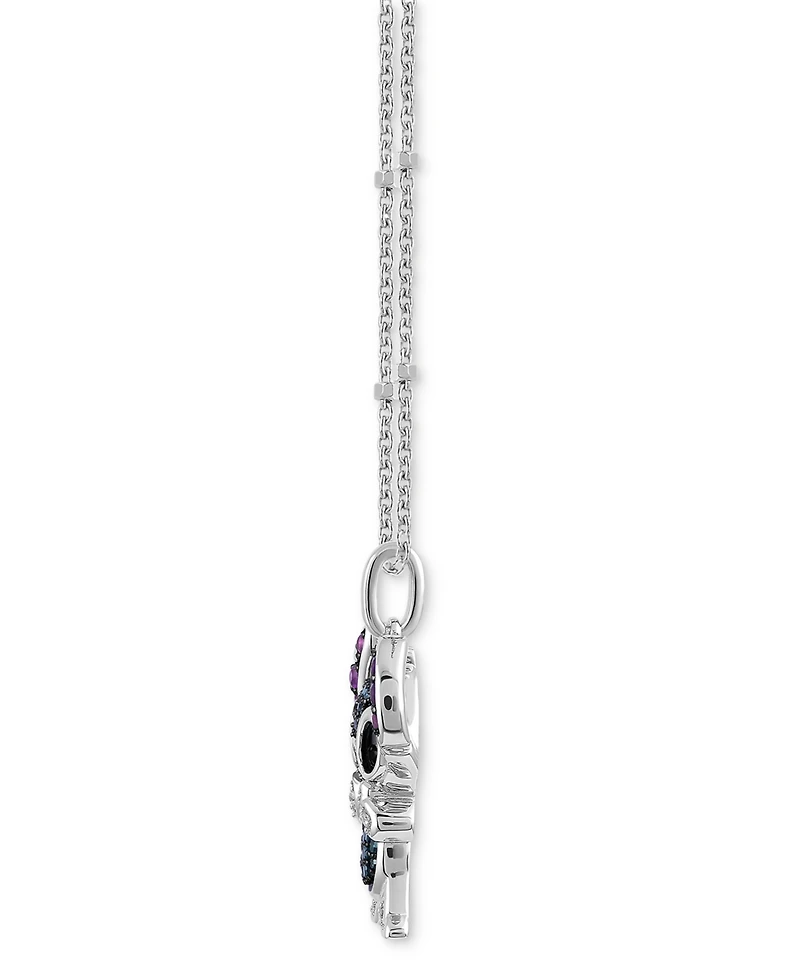 Disney Wonder Fine Jewelry Multicolor Diamond Stitch 18" Pendant Necklace (1/6 ct. t.w.) in Sterling Silver