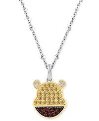 Disney Wonder Fine Jewelry Citrine (1/2 ct. t.w.), Garnet (1/5 ct. t.w.) & Diamond (1/20 ct. t.w.) Winnie the Pooh 18" Pendant Necklace in Sterling Si