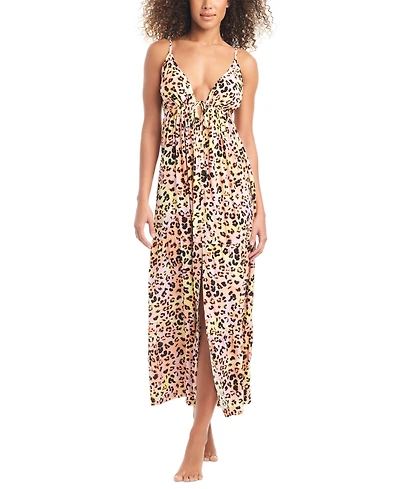 Bar Iii Women's Animal-Print Swim Cover-Up Maxi Dress, Created for Macy's