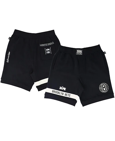 Men's and Women's Nba x Two Hype Black Brooklyn Nets Culture & Hoops Premium Classic Fleece Shorts