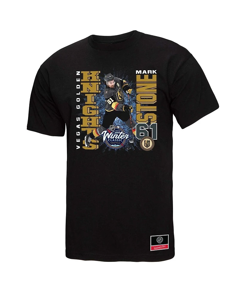 Men's Mitchell & Ness Mark Stone Black Vegas Golden Knights 2024 Nhl Winter Classic Player Graphic T-shirt
