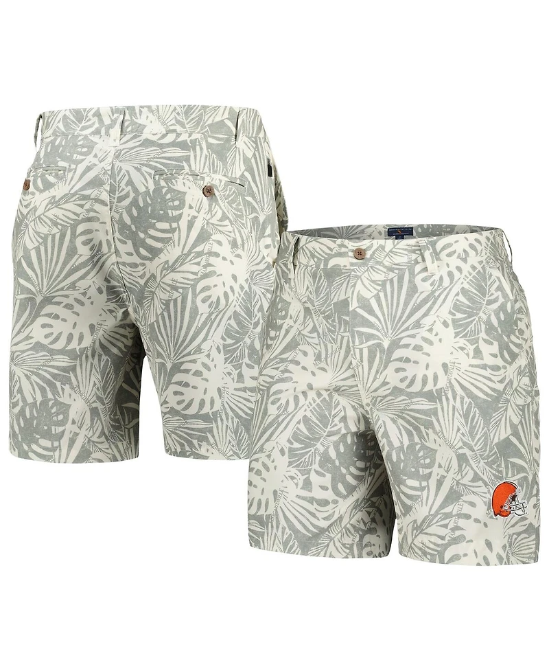Men's Margaritaville Gray Cleveland Browns Sandwashed Monstera Print Amphib Shorts