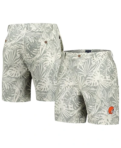 Men's Margaritaville Gray Cleveland Browns Sandwashed Monstera Print Amphib Shorts