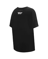 Women's Pro Standard Black Chicago Bulls Script Boyfriend T-shirt
