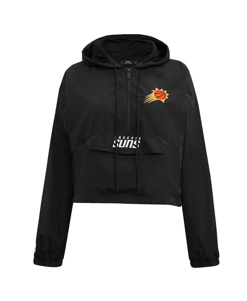 Women's Pro Standard Black Phoenix Suns Classic Wind Woven Cropped Half-Zip Jacket