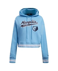 Women's Pro Standard Light Blue Memphis Grizzlies Script Tail Cropped Pullover Hoodie