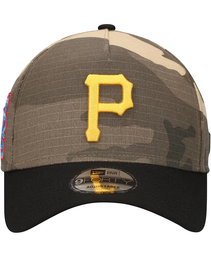 Men's New Era Pittsburgh Pirates Camo Crown A-Frame 9FORTY Adjustable Hat