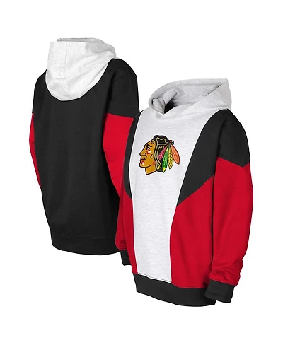 Big Boys Ash, Black Chicago Blackhawks Champion League Fleece Pullover Hoodie