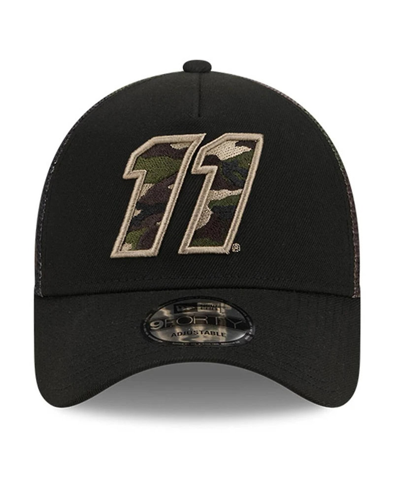 Men's New Era Black Denny Hamlin Camo 9FORTY A-Frame Trucker Adjustable Hat
