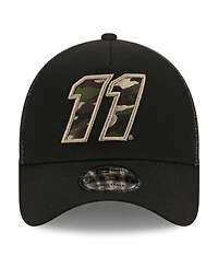Men's New Era Black Denny Hamlin Camo 9FORTY A-Frame Trucker Adjustable Hat