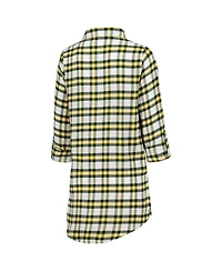 Women's Concepts Sport Green Bay Packers Sienna Plaid Full-Button Long Sleeve Nightshirt