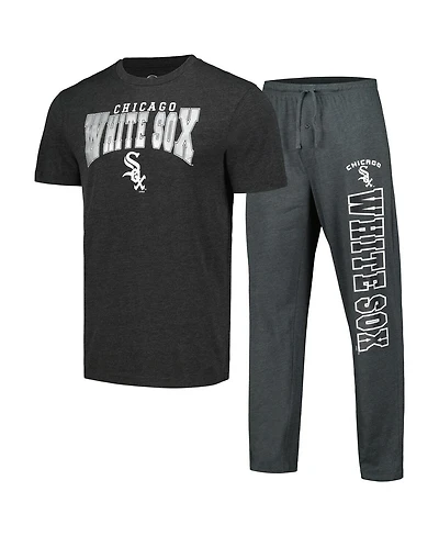 Men's Concepts Sport Charcoal, Black Chicago White Sox Meter T-shirt and Pants Sleep Set