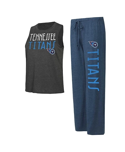 Women's Concepts Sport Navy, Charcoal Distressed Tennessee Titans Muscle Tank Top and Pants Lounge Set