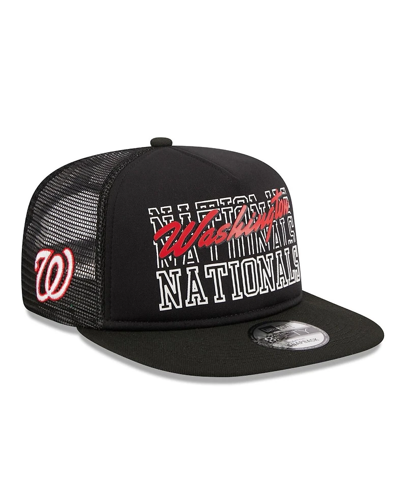 Men's New Era Black Washington Nationals Street Team A-Frame Trucker 9FIFTY Snapback Hat