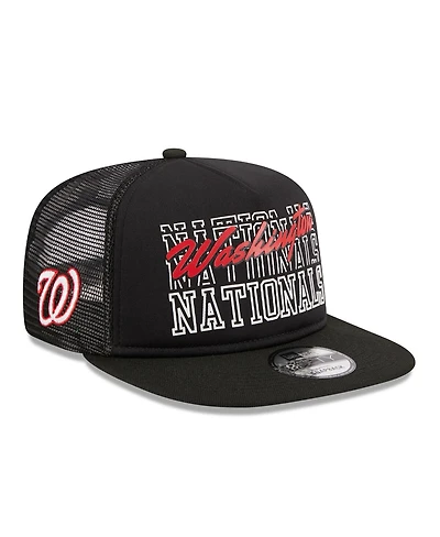 Men's New Era Black Washington Nationals Street Team A-Frame Trucker 9FIFTY Snapback Hat