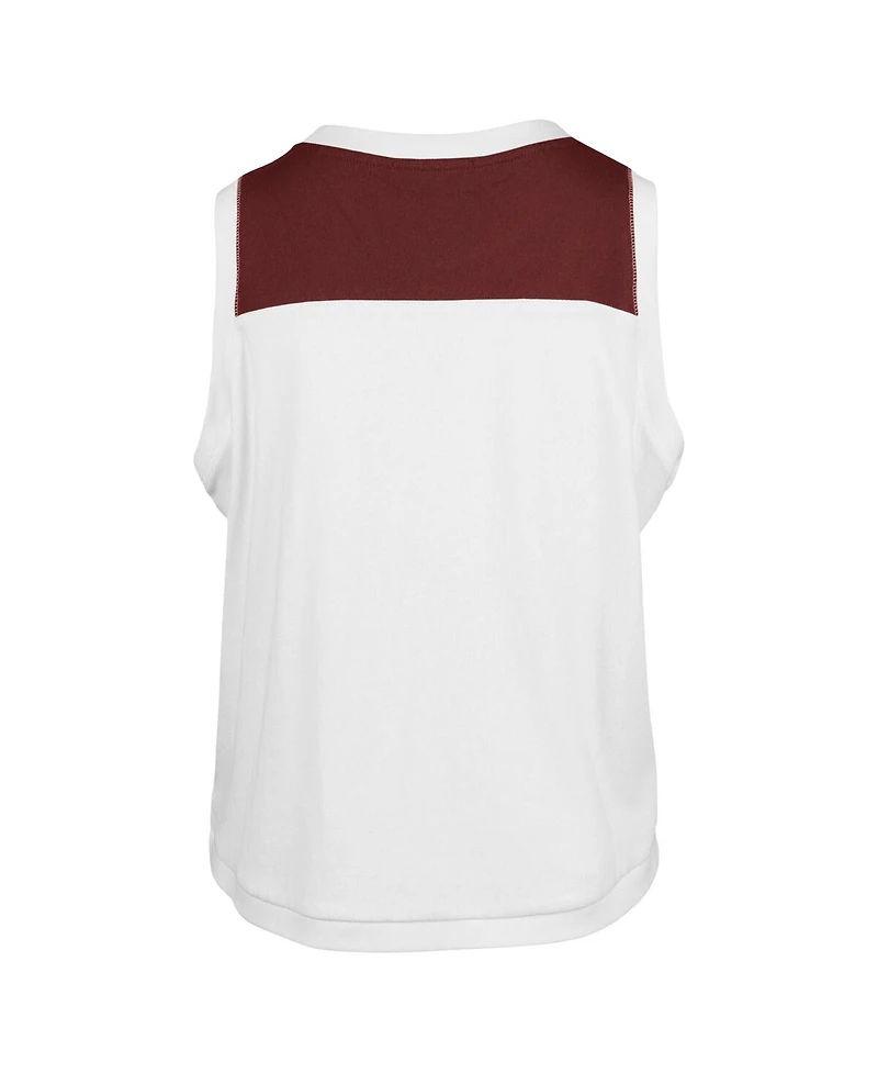 Women's '47 Brand White Distressed Alabama Crimson Tide Premier Zoey Waist Length Tank Top