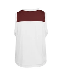 Women's '47 Brand White Distressed Alabama Crimson Tide Premier Zoey Waist Length Tank Top