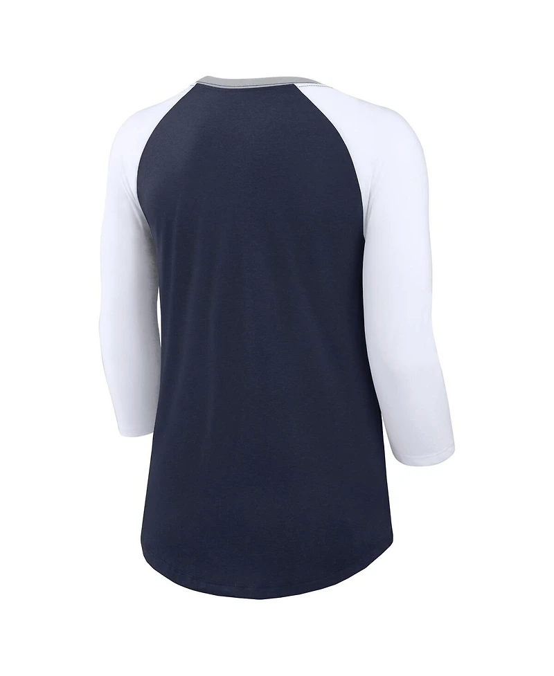 Women's Nike Navy, White Dallas Cowboys Knockout Arch Raglan Tri-Blend 3/4-Sleeve T-shirt