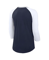 Women's Nike Navy, White Dallas Cowboys Knockout Arch Raglan Tri-Blend 3/4-Sleeve T-shirt