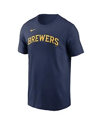 Men's Nike Navy Milwaukee Brewers Fuse Wordmark T-shirt