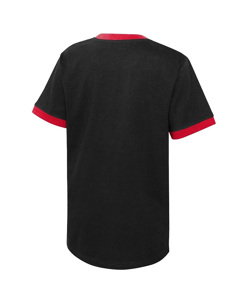 Big Boys Black Chicago Distressed Blackhawks Ice City T-shirt