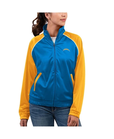 Women's G-iii 4Her by Carl Banks Powder Blue Los Angeles Chargers Showup Fashion Dolman Full-Zip Track Jacket