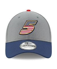Men's New Era Gray, Navy Kyle Larson Salute 9FORTY Adjustable Hat